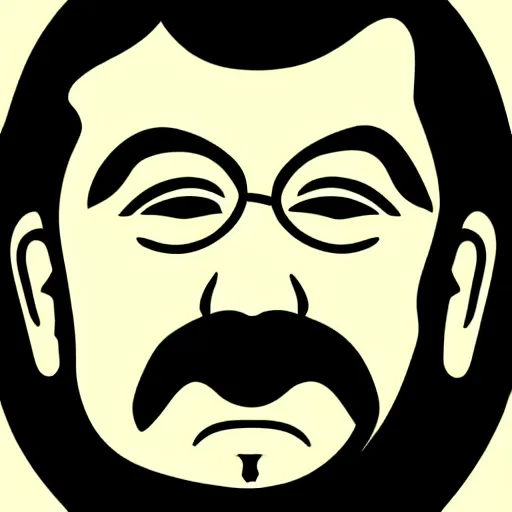 Image similar to taras schevchenko. face. old, balding, long moustache. simple vector graphics icon by andy warhol