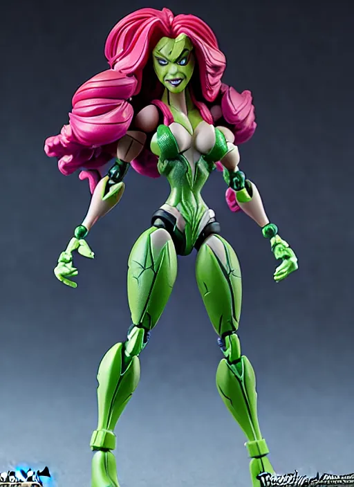 Image similar to Transformers Poison Ivy action figure from Transformers: Kingdom, symmetrical details, by Hasbro, Takaratomy, Don Bluth, tfwiki.net photography, product photography, official media