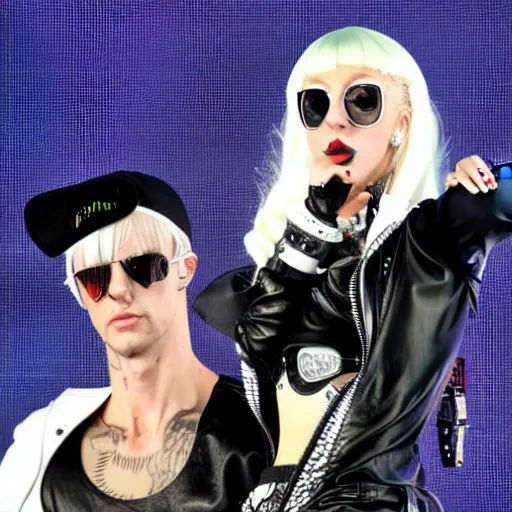 Prompt: Die Antwoord opening for Lady Gaga at a concert