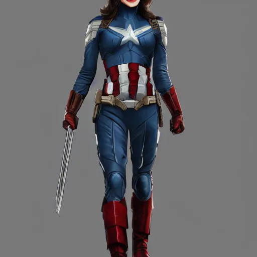 Image similar to gal gadot as captain america concept art, 4k