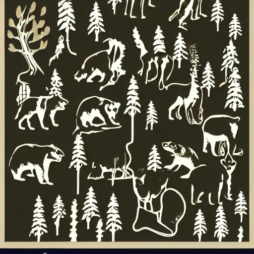 Image similar to laser cut animal vector image of a bear wildlife stencils - forest landscape