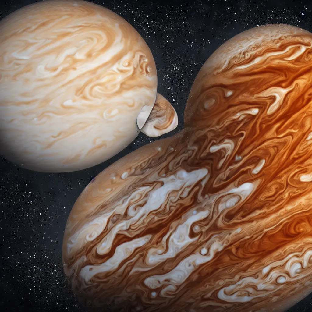 Image similar to The planet Jupiter as cream and foam on a cup of coffee