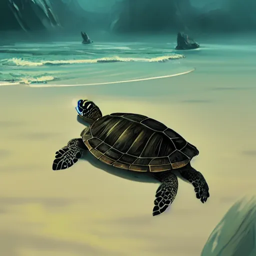 Prompt: a turtle in the sea, cute, minimalistic drawing, unreal engine, 8 k resolution, digital painting, by wlop, greg rutkowski