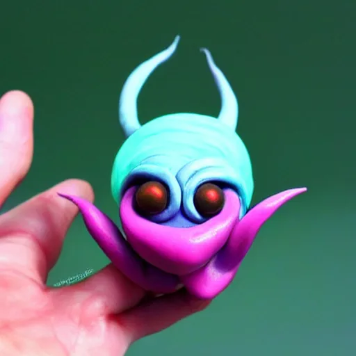 Image similar to polymer clay sculpture of a cute illithid, colorful, minimalist