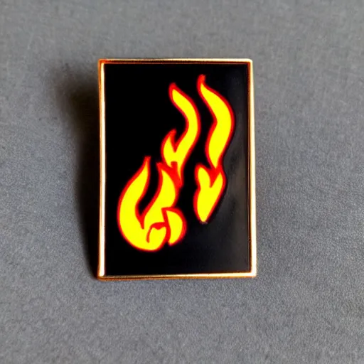 Image similar to minimalistic enamel pin of fire flame, retro design