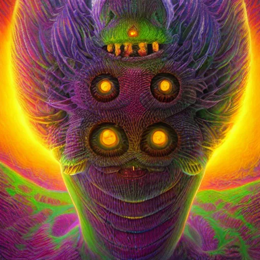 Image similar to colossal fluffy micro organism, by alex grey, fantasy, vivid colors, sharp focus, digital art, hyper - realistic, 4 k, unreal engine, highly detailed, hd, dramatic lighting by brom, trending on artstation