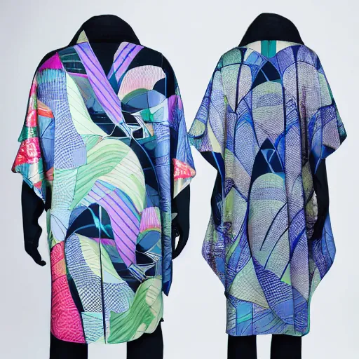 Prompt: futuristic kimono patterns