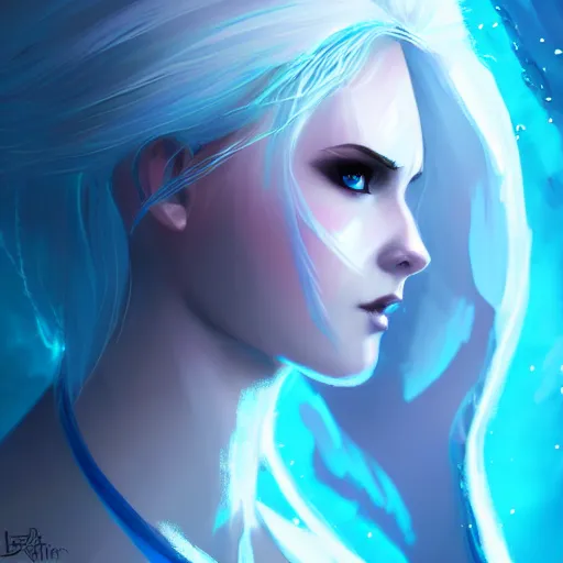 Prompt: Queen of Ice and storm, digital painting, artstation, concept art, smooth, sharp focus, illustration, outlined art, soft light, cinematic,