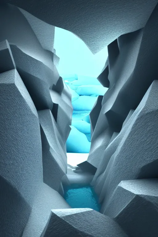 Image similar to 3 d render, abstract nature, glacier, antarctica, monolith, 3 d artwork, sci - fi, space