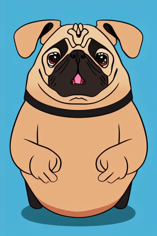 Image similar to Pug that is a sumo wrestler, sticker, colorful, illustration, highly detailed, simple, smooth and clean vector curves, no jagged lines, vector art, smooth