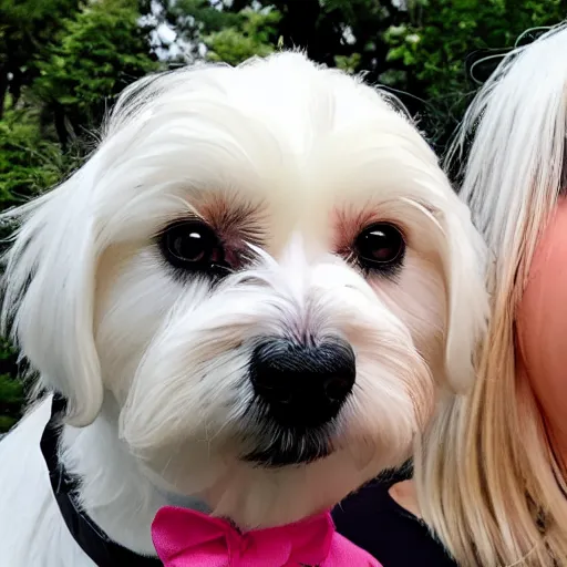 Prompt: a maltese dog and a black cat taking a selfie