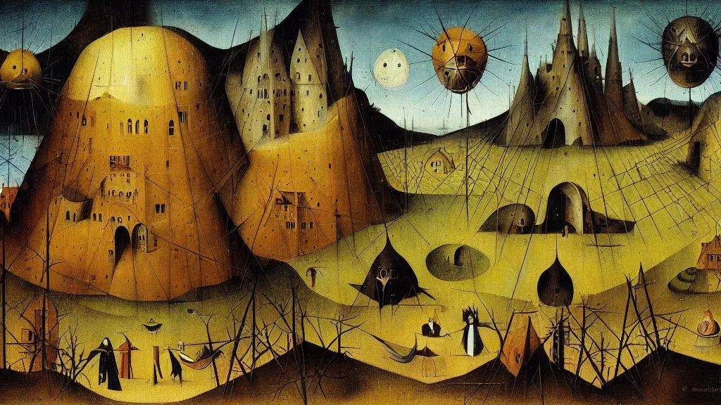 Image similar to a beautiful digital painting of a landscape by remedios varo hieronymus bosch and johfra bosschart