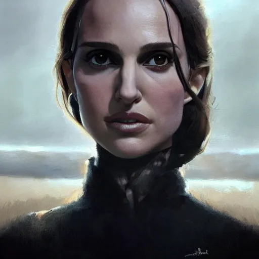 Image similar to closeup portrait of a young natalie portman as a female hitman, leon matilda, dramatic light, gorgeous view, depth, high detail, digital art, painted by greg rutkowski and seb mckinnon, by tim burton, trending on artstation