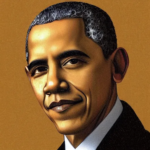 Prompt: portrait of barack obama, short hair. in the style of leonardo da vinci