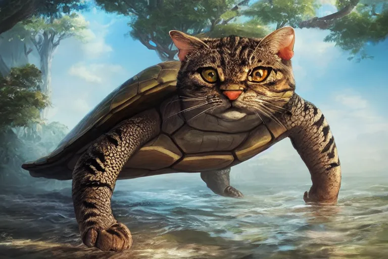 Prompt: the legendary island sized cat turtle hybrid, made by Stanley Artgerm Lau, WLOP, Rossdraws, ArtStation, CGSociety, concept art, cgsociety, octane render, trending on artstation, artstationHD, artstationHQ, unreal engine, 4k, 8k,