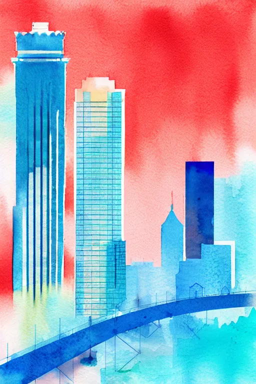 Prompt: minimalist watercolor art of miami, illustration, vector art