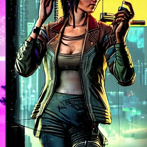 Prompt: Maria. cyberpunk mercenary smoking a cigar. Style of James Gurney and Mœbius. (Cyberpunk 2077. Blade Runner. Apex Legends. The matrix)