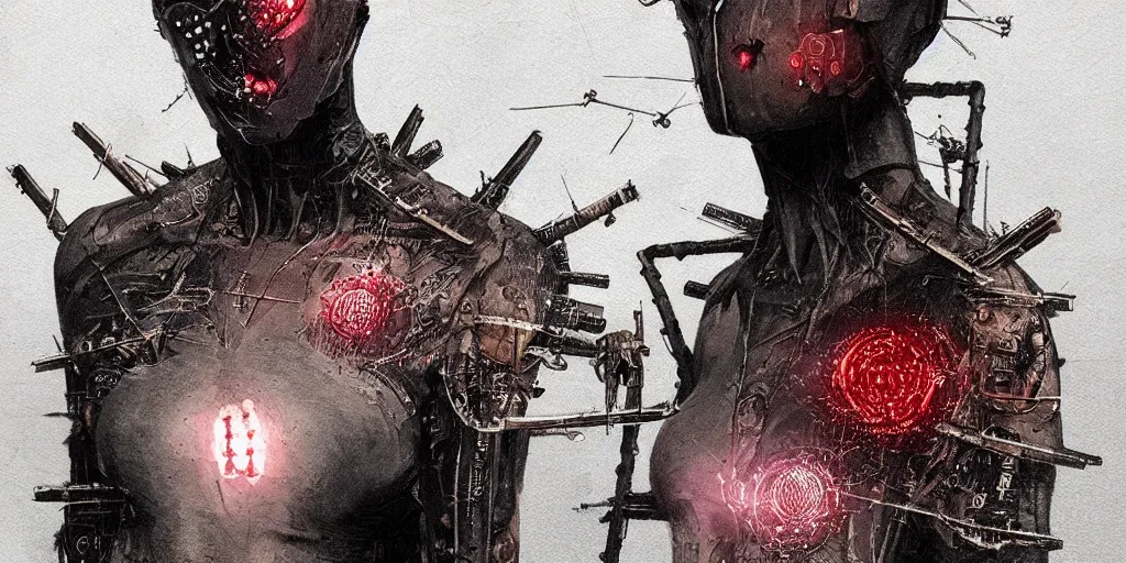 Prompt: realistic futuristic distopic detroy cyberpunk hellraiser tattoo cyborg clean design by apple , character sheet, Greg Rutkowski, Zabrocki, Karlkka, Jayison Devadas, Phuoc Quan, trending on Artstation, 8K, tsutomu nihei, giger , zenith view, pincushion lens effect.
