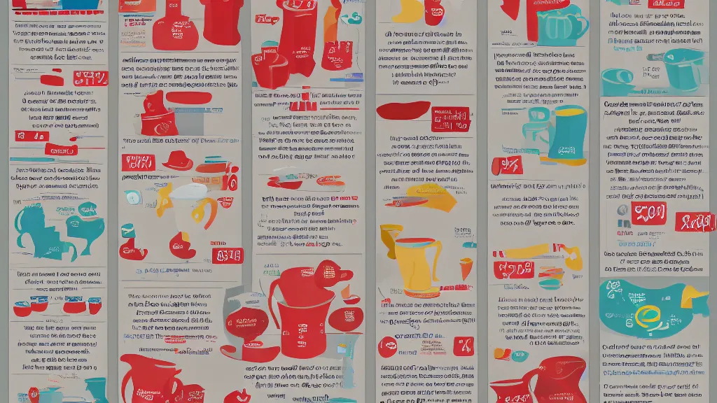 Prompt: infographics dovish downpour of cups