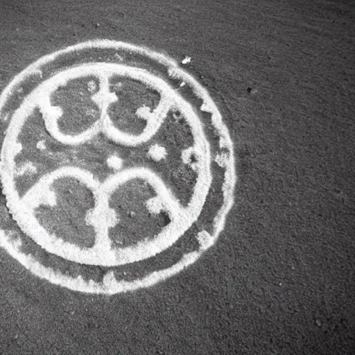 Image similar to crop circle in the shape of a cat footprint