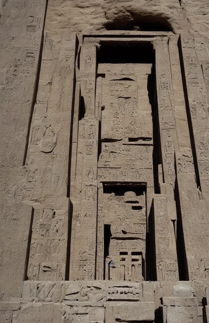 Prompt: punisher symbol is giant arching entrance and pillars in the form of the punisher icon forming entrance into ancient egyptian temple with luminous smoke and light rays.