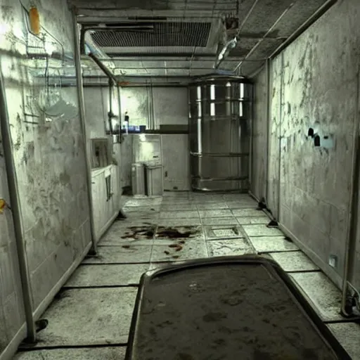 Image similar to secret shady laboratory, awful experiments, test tubes, specimens in water tanks, background of resident evil game