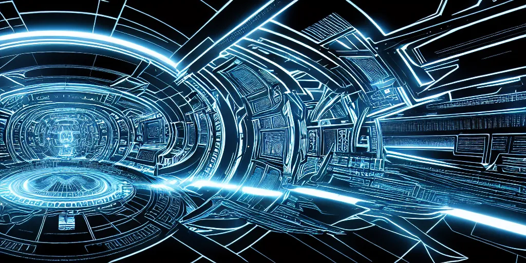 Prompt: symmetry!! a wormhole generator, intricate 3 d illustration, ultra detailed, colors of tron legacy, technopunk, darksynth, intricate illuminated lines, detailed notes, blueprint, sketch, 8 k, unreal engine 5, by tsutomu nihei