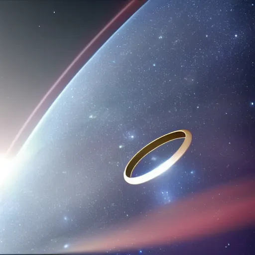 Prompt: an alien planet with rings, in space
