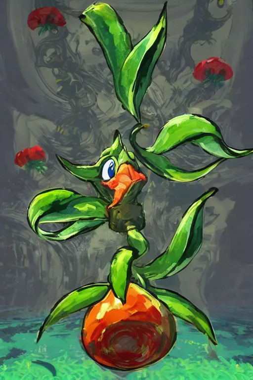 Prompt: an in game portrait of piranha plant from the legend of zelda breath of the wild, breath of the wild art style.