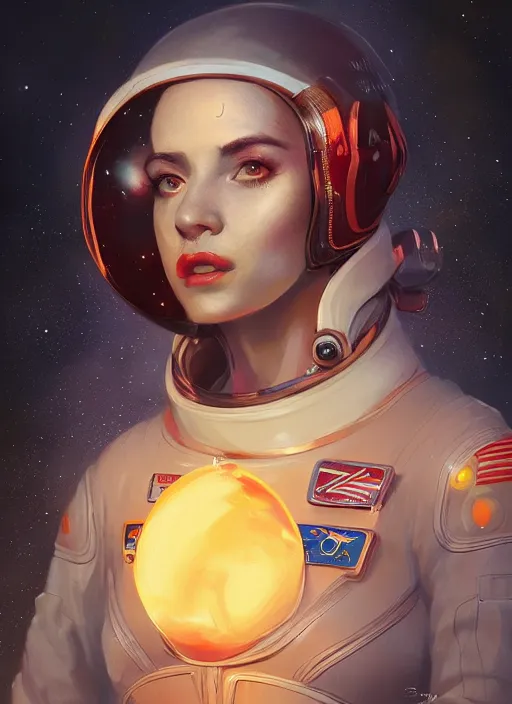 Image similar to portrait of a cosmonaut girl creature with biological parts by Artgerm and Greg Rutkowski , néon light, digital painting, highly detailed, trending on artstation