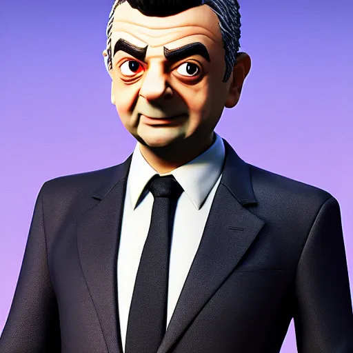 Image similar to rowan atkinson in fornite, 3 d render, unreal engine, octane render, ray tracing, unity, highly detailed, high quality, hd, 4 k, 8 k, realistic, sharp, trending