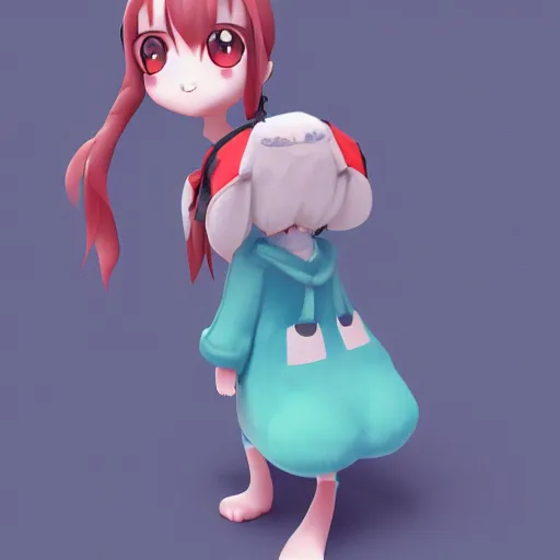 Image similar to cute fumo plush of a marsupial girl, anime girl, artstation character design contest winner, stylized pbr, vray, character silhouette