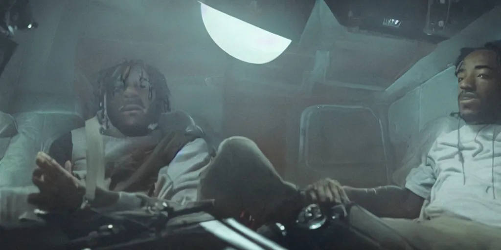 Image similar to cinematic movie still of lil uzi vert in interstellar ( 2 0 1 4 ), award - winning, volumetric lighting, photograph, ambient, high resolution, detailed, perfect