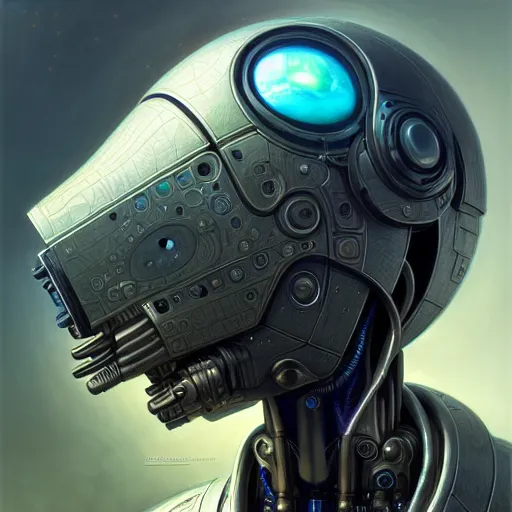 Image similar to low angle portrait shot of a cyberpunk gazmask robot character, intricate, elegant, highly detailed, centered, digital painting, artstation, concept art, smooth, sharp focus, illustration, artgerm, Tomasz Alen Kopera, Peter Mohrbacher, donato giancola, Joseph Christian Leyendecker, WLOP, Boris Vallejo