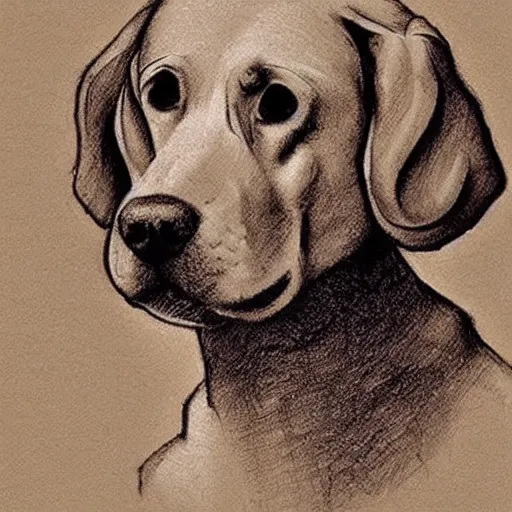 Image similar to sketch of dog, leonardo da vinci style, ideal.