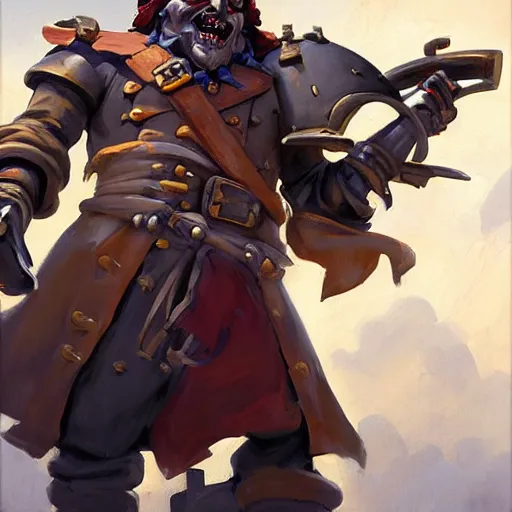 Image similar to greg manchess portrait painting of partially armored undead pirate captain lechuck as overwatch character, medium shot, asymmetrical, profile picture, organic painting, sunny day, matte painting, bold shapes, hard edges, street art, trending on artstation, by huang guangjian, gil elvgren, ruan jia, greg rutkowski, gaston bussiere