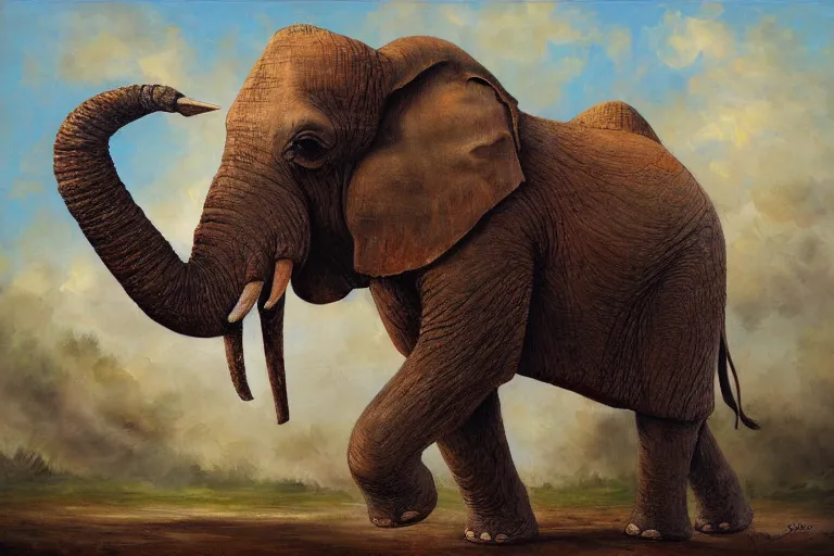 Prompt: A roman war elephant, expressive oil painting, digital art