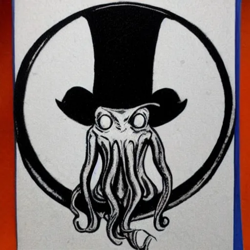 Image similar to cthulhu wearing a top hat