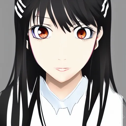 Image similar to full headshot portrait of a girl with long black hair, wearing a surgical mask, drawn by ATDAN, by Avetetsuya Studios, attractive character, colored sketch anime manga panel, trending on Pixiv