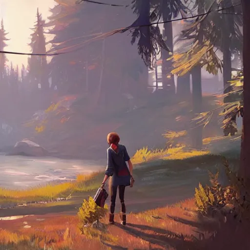 Image similar to 🏘🏞, style game square enix life is strange remake, trending on artstation, painted by greg rutkowski, render with game the last of us parte ii details