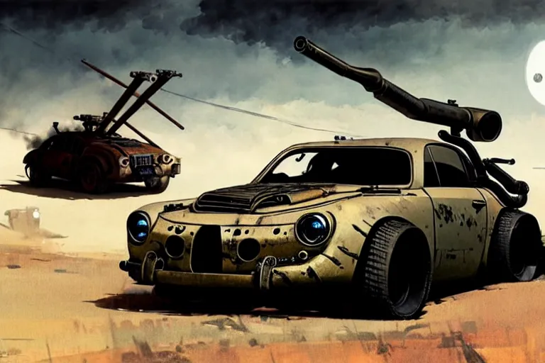 dieselpunk mad max alpine a 1 1 0 with guns installed, | Stable 