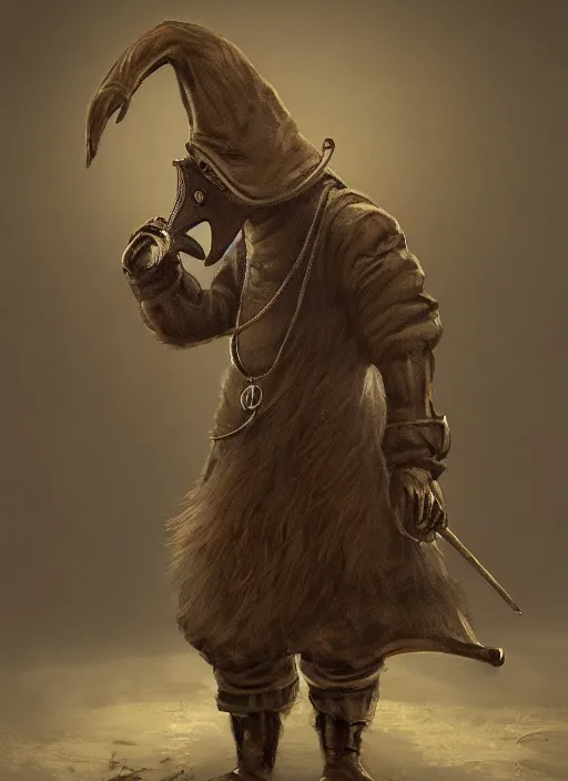 Image similar to detailed full body concept art illustration, dark soft focus, oil painting on canvas of an anthropomorphic capybara plague doctor in full intricate clothing, biomutant, dystopian, micro detail, octane render, 4K