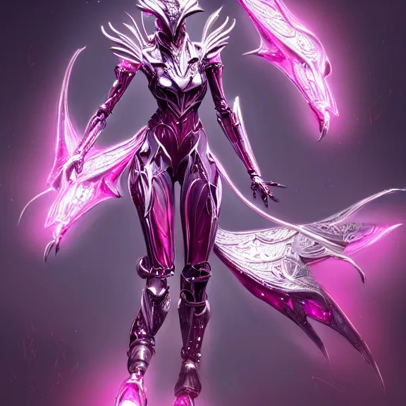 Prompt: highly detailed exquisite fanart, of a beautiful female warframe, but as an anthropomorphic robot dragon with, shiny silver armor with fuchsia accents, engraved, elegant pose, close-up shot, full body shot, epic cinematic shot, sharp claws for hands, long elegant tail, professional digital art, high end digital art, singular, realistic, DeviantArt, artstation, Furaffinity, 8k HD render