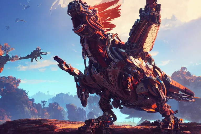 Image similar to glinthawk machine mecanical creature robot of horizon forbidden west horizon zero dawn radiating a glowing aura global illumination ray tracing hdr fanart arstation by ian pesty and alena aenami artworks in 4 k