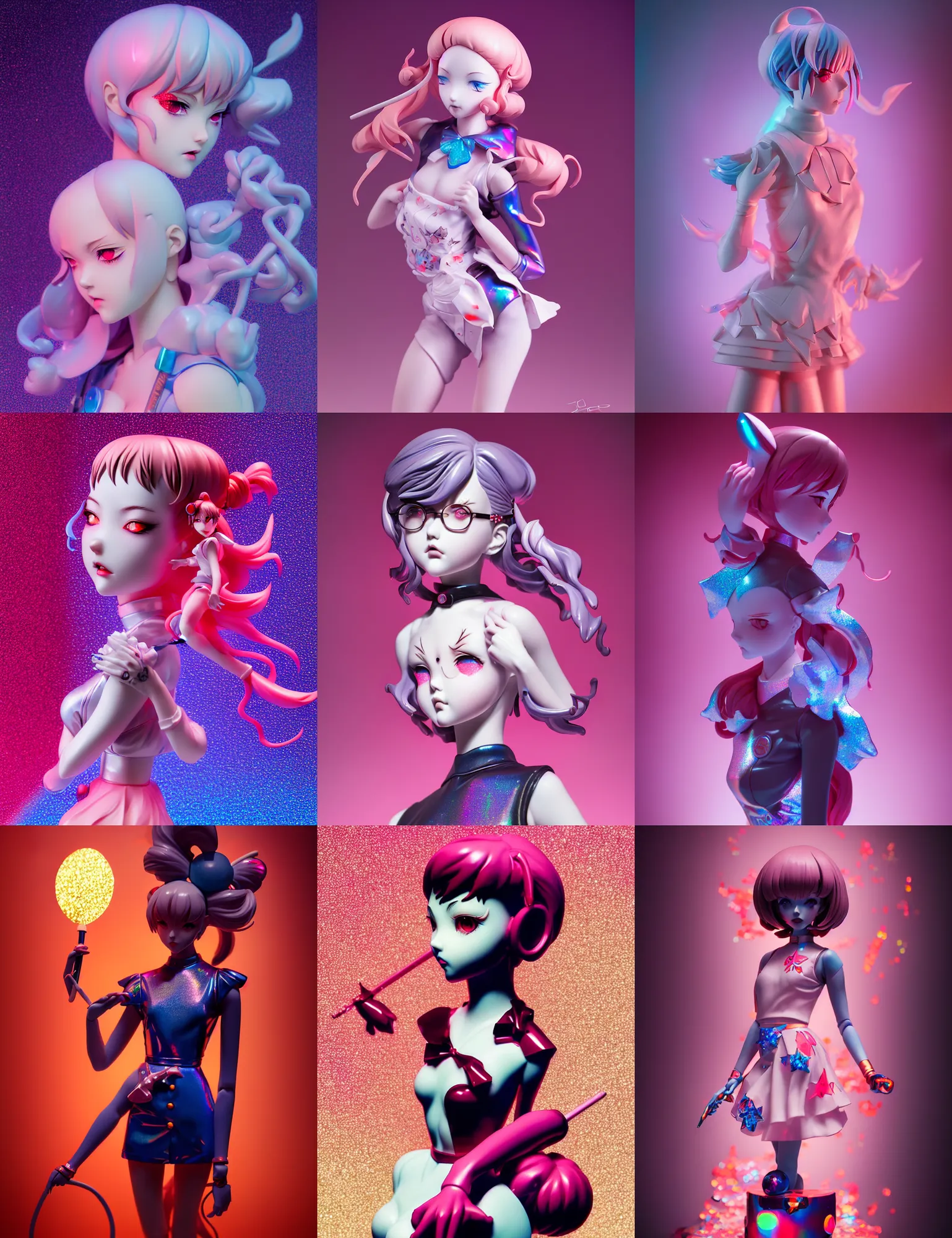 Prompt: james jean, ilya kuvshinov isolated magical girl vinyl figure, figure photography, glitter accents on figure, holographic undertones, anime stylized, high detail, ethereal lighting, rim light, expert light effects on figure, sharp focus, dramatic composition and glowing effects unreal engine, octane, editorial awarded design
