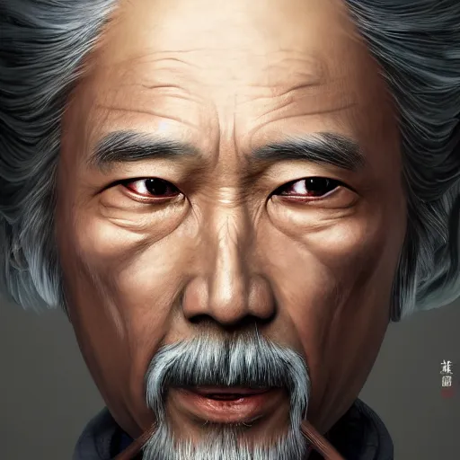 Prompt: portrait painting of a 6 0 year old kind handsome taoist priest, big eyes, deep silhouette ， silver ponytail hair, amiable by yangjun chen, huang guangjian, fenghua zhong, wenjun lin, nadar, bright colors, octopath traveler, unreal engine 5 highly rendered, global illumination, radiant light, detailed and intricate environment