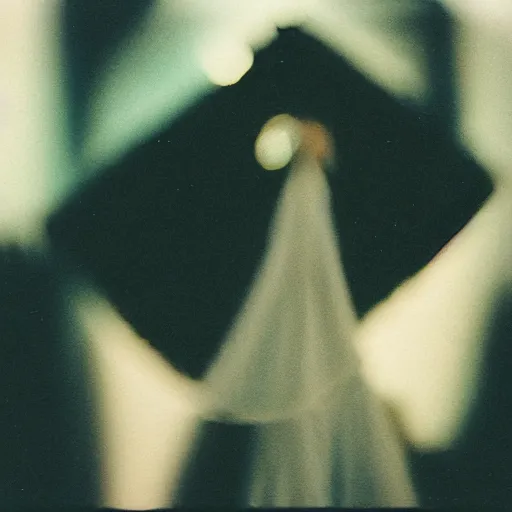 Prompt: a ghost captured on a film camera with expired film