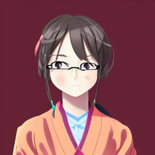 Image similar to a high detail portrait of high school girl in the style of kyoto animation, makoto sinkai, Illustrator, in simple background