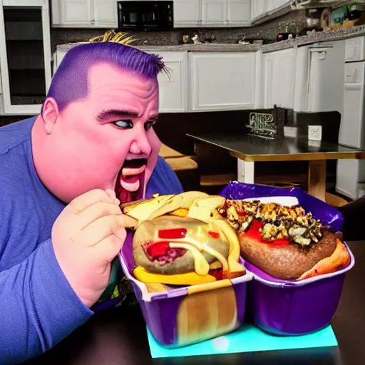 Image similar to obese thanos mukbang