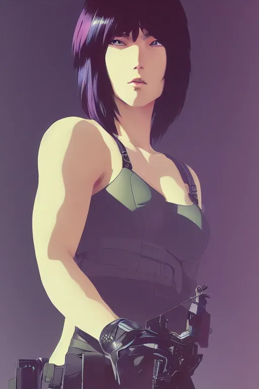 Prompt: motoko kusanagi | fine detail anime, realistic shaded lighting poster by ilya kuvshinov, katsuhiro otomo, ghost - in - the - shell, magali, villeneuve, artgerm, jeremy lipkin and michael garmash and rob rey